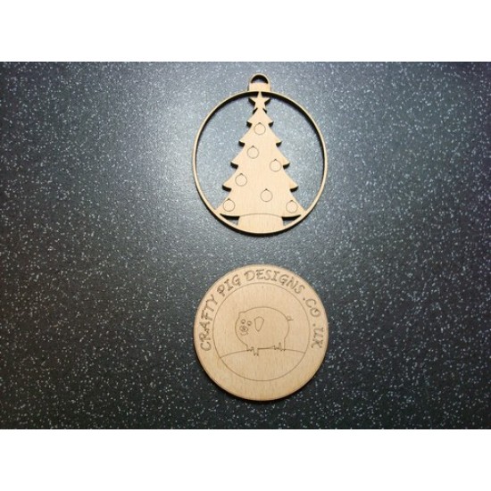3mm MDF Christmas Tree Bauble (pack of 5) Christmas Baubles