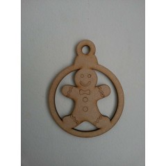 3mm MDF Gingerbread Man Bauble (Pack of 5) Christmas Baubles