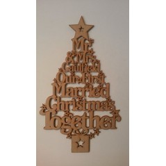 3mm MDF Our First Married Christmas Together Tree - personalised with surname Trees Freestanding, Flat & Kits