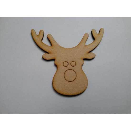 3mm MDF Reindeer Head  (pack of 5)(100mm) Christmas Shapes