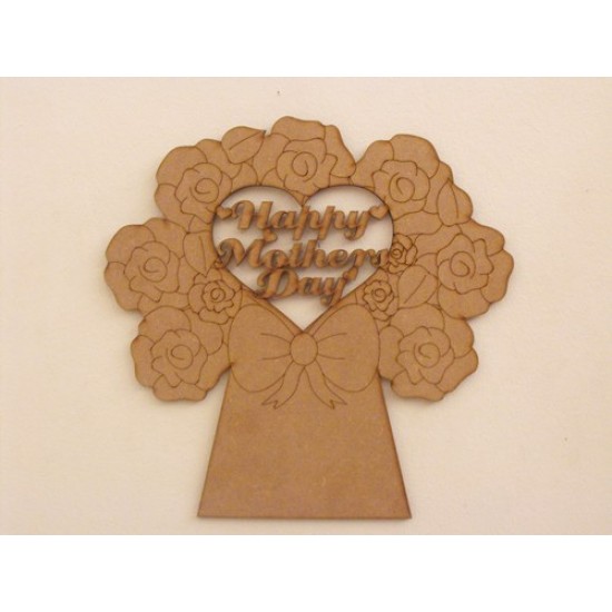 3mm MDF Mother's Day Bouquet with box (cut out heart) Mother's Day
