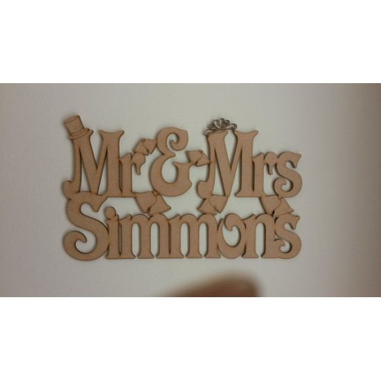 3mm MDF Mr and Mrs hanging sign with surname (bells) Personalised and Bespoke