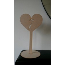 3mm MDF Wedding Table Number Heart Stand - number cut out (300mm) Wedding