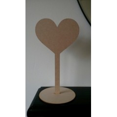 3mm MDF Wedding Table Number Heart Stand - blank (300mm) Wedding