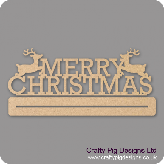 3mm MDF Merry Christmas With 2 Reindeers Plinth  Christmas Shapes