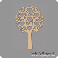 3mm MDF Tree With 7 Hearts - Personalised With Names Or Any Wording Trees Freestanding, Flat & Kits