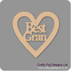 3mm MDF Best Gran Heart Hearts With Words