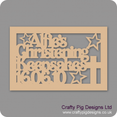 3mm MDF Rectangular Christening Day Keepsake Box Topper - Personalised With Name & Date (Version 3) 