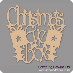 3mm MDF Square Christmas Eve Box Topper - with presents and stars  Christmas Quotes & Signs