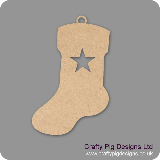 3mm MDF Christmas Stocking With Star Cut Out (pack of 5) Christmas Shapes