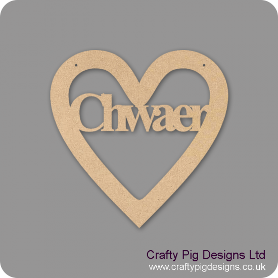 3mm MDF Chwaer Cut Out Heart Hearts With Words