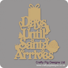 3mm MDF Days Until Santa Arrives (Gift Box Top) Chalkboard Countdown Plaques