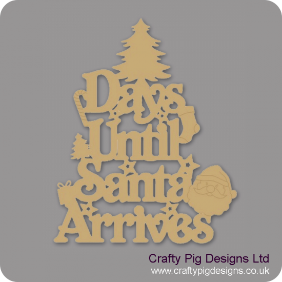 3mm MDF Days Until Santa Arrives (Xmas Tree Top) Chalkboard Countdown Plaques