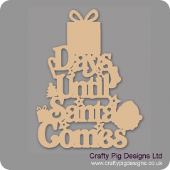 3mm MDF Days Until Santa Comes (Gift Box Top) Chalkboard Countdown Plaques
