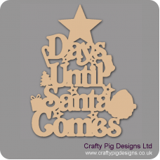 3mm MDF Days Until Santa Comes (Star Top) Chalkboard Countdown Plaques