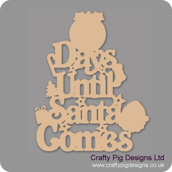 3mm MDF Days Until Santa Comes (Pudding Top) Chalkboard Countdown Plaques