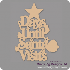 3mm MDF Days Until Santa Visits (Star Top) Chalkboard Countdown Plaques