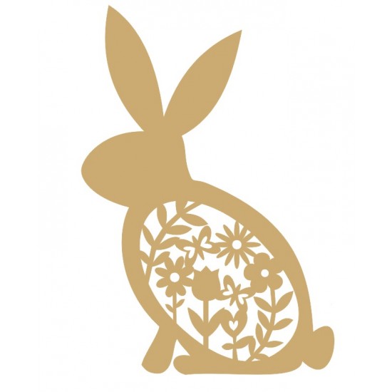3mm mdf Floral Bunny (with custom name option) Easter