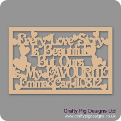 3mm MDF Rectangular Box topper - Every Love Story Is Beautiful...  - personalised with name & date Personalised and Bespoke