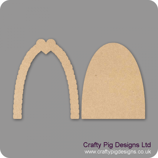3mm MDF Fairy Door With Heart Topped Cobbled Arch (2 pieces) Fairy Doors and Fairy Shapes