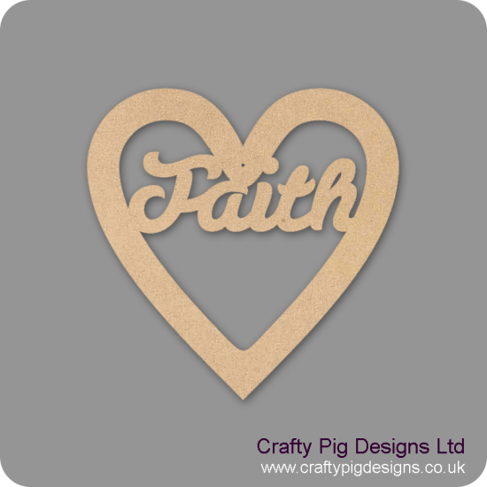 3mm MDF Christmas Heart With Faith In Susa Font Christmas Shapes