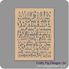 3mm MDF Family Rules (new cut out version) Quotes & Phrases