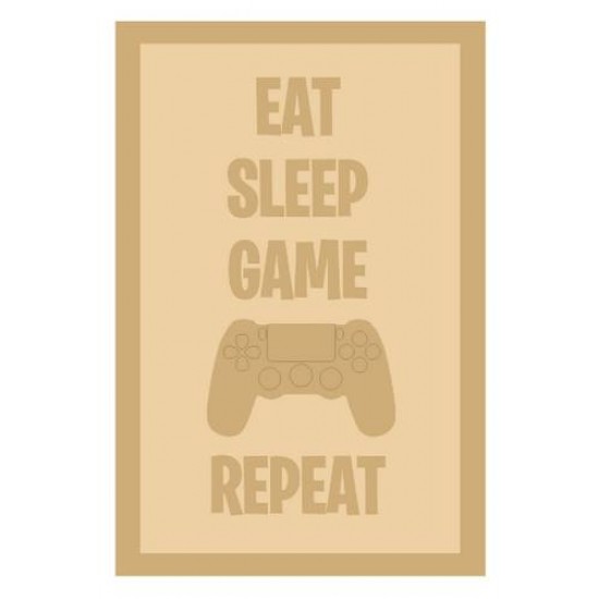 3 and 4mm Layered Plaque -Eat Sleep Game Repeat - Style 1 Layered Designs