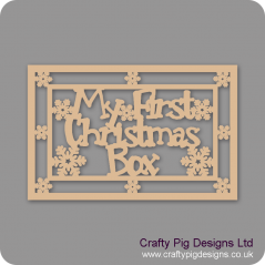 3mm MDF Rectangular My First Christmas Box Topper - With Snowflake Border  Personalised and Bespoke