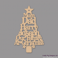 3mm MDF Our Family Christmas Word Tree Christmas Shapes