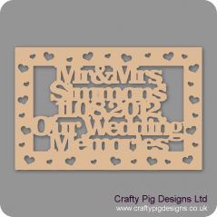 3mm MDF Rectangular Box Topper  Our Wedding Memories - personalised with surname and date Personalised and Bespoke