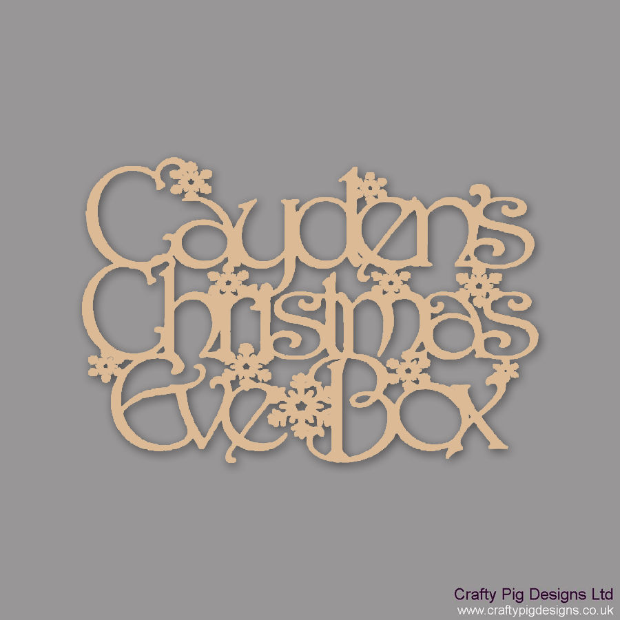 Personalised 'Christmas Eve Box' Topper Sign  Swirly Snowflakes Wood Craft Sign