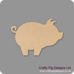 3mm MDF Pig With Curly Tail Small MDF Embellishments