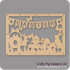 3mm MDF Wide Easter Cut Out Plaque Easter