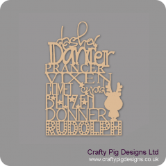 3mm MDF Reindeer Sign With Rudolph Standing 