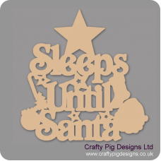 3mm MDF Sleeps Until Santa Plaque with Star Top Chalkboard Countdown Plaques