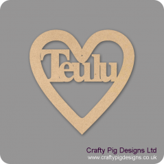 3mm MDF Teulu Cut Out Heart (150mm) Hearts With Words