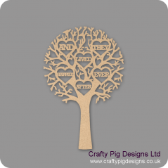 3mm MDF "AND THEY LIVED HAPPILY EVER AFTER" - Cut Out Tree  Trees Freestanding, Flat & Kits