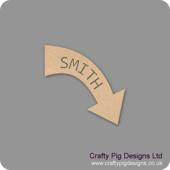 3mm mdf  Personalised Curved Arrow by width (name cut out) Basic Shapes