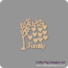 3mm MDF Arched Bough Family Tree Pack Kit Standard Hearts Trees Freestanding, Flat & Kits