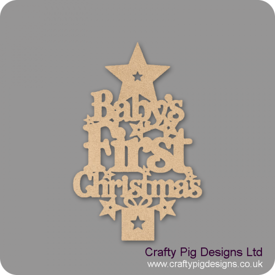 3mm MDF Baby's First Christmas Tree with Plinth Trees Freestanding, Flat & Kits