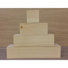 Small 3 Tier Wooden Block Set with 1 cube - 45mm wood (100mm, 150mm, 200mm + 1 x 45mm cube) Wooden Blocks, Tea Lights and Stacking Block Sets