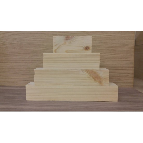 4 Tier Wooden Block Set - 45mm wood (100mm, 150mm, 200mm, 250mm) Wooden Blocks, Tea Lights and Stacking Block Sets