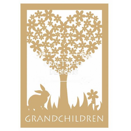 3mm MDF Framed Heart Grandchildren Tree with wording (includes 10 hearts) Trees Freestanding, Flat & Kits