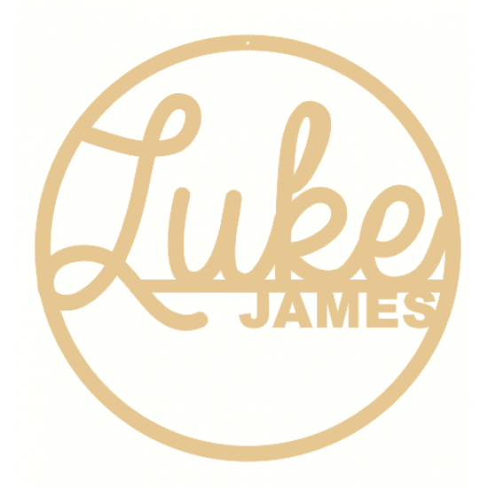 6mm mdf  Double Line Name Hoop (Script Font) Personalised and Bespoke