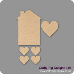3mm MDF House and hearts set (4 hearts) Basic Plaque Shapes