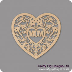 3mm MDF Swirly Mum Heart (other options now available) Hearts