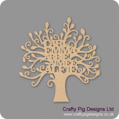 3mm or 4mm MDF Personalised Family Tree Trees Freestanding, Flat & Kits
