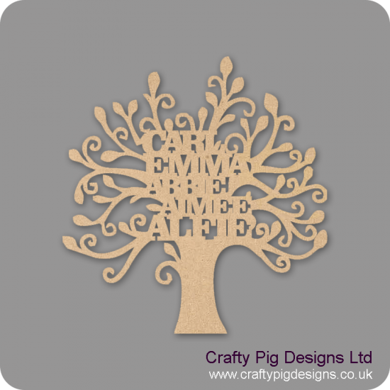 3mm or 4mm MDF Personalised Family Tree Trees Freestanding, Flat & Kits