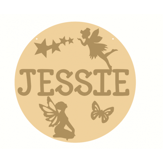 3mm mdf Layered Circle with name and Fairies Personalised and Bespoke
