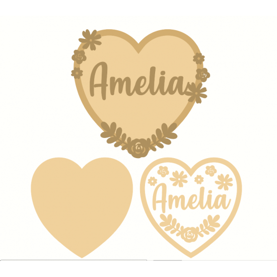 3mm mdf Layered Heart Name Plaque Hearts With Words